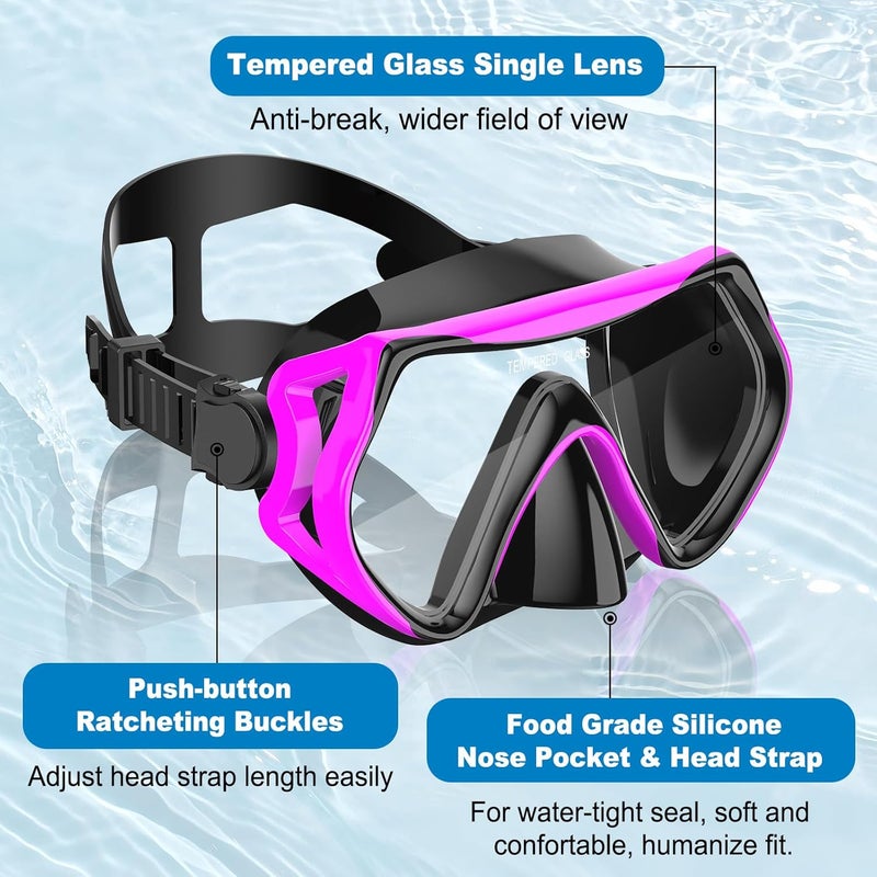 SOLAVA Snorkeling Gear for Adults, Snorkel Set Scuba Diving mask Dry-Top, Adult Swimming Goggles with Nose Cover, HD Tempered Glass Panoramic Anti-Leak Anti-Fog - Image 5